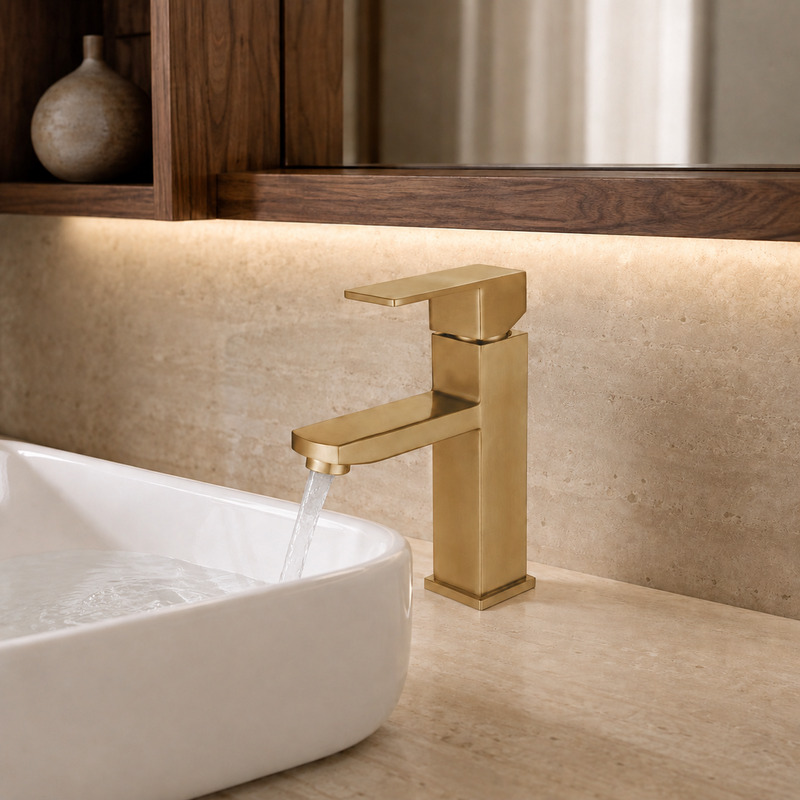 Single Handle Hot and Cold Basin Mixer Faucet, running water