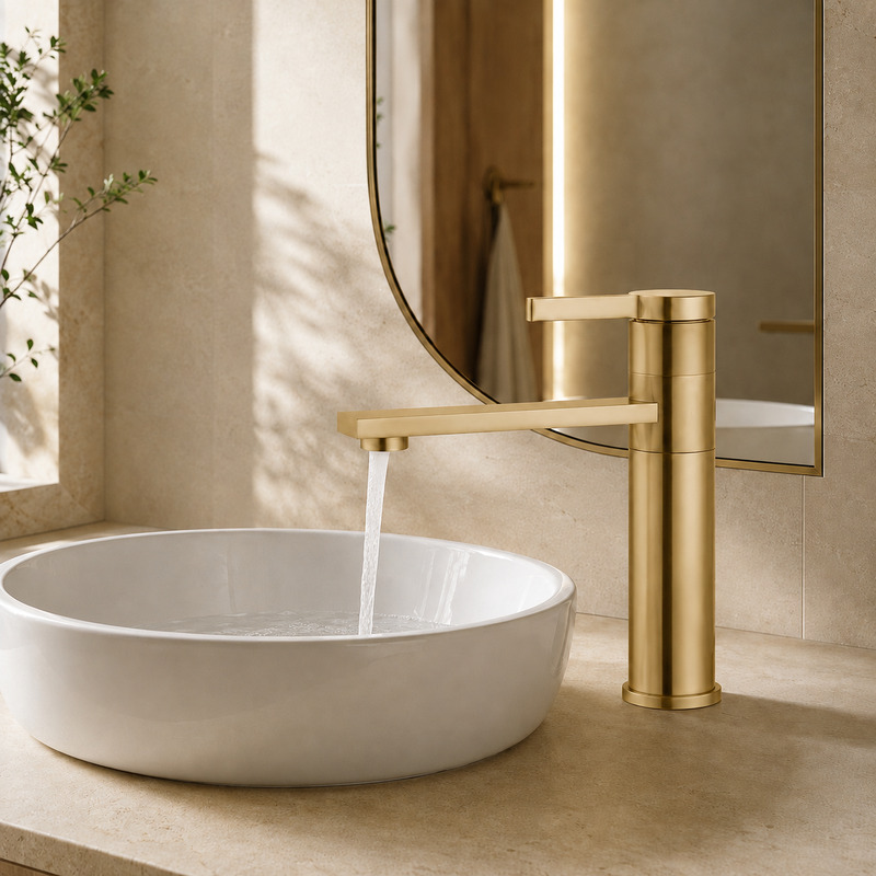 Single Handle Hot and Cold Basin Mixer Faucet, running water