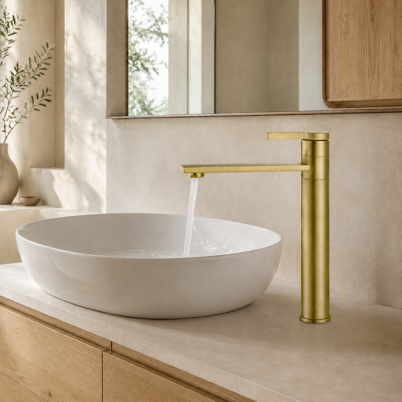 Single Handle Hot and Cold Basin Mixer Faucet, running water