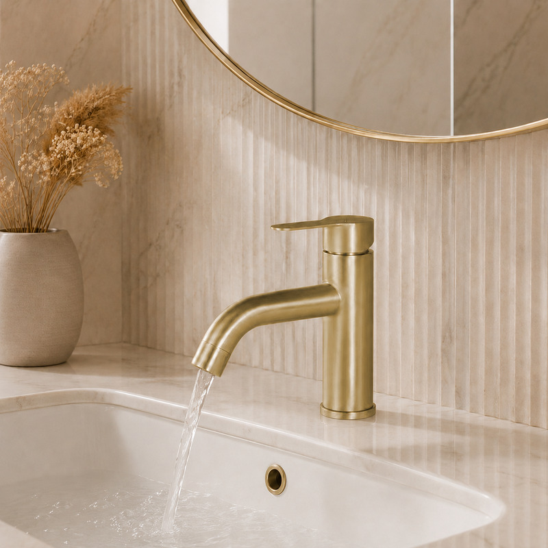 Single Handle Hot and Cold Basin Mixer Faucet, running water