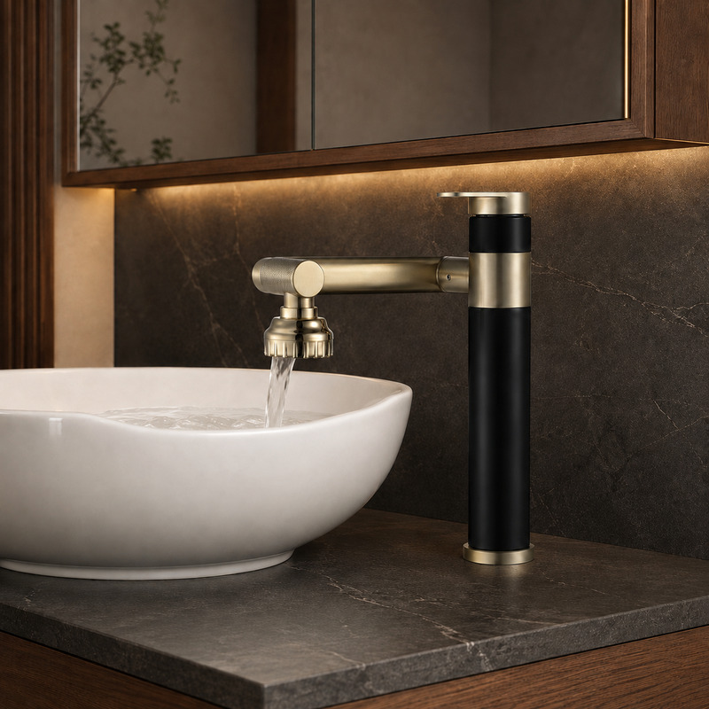 Single Handle Hot and Cold Basin Mixer Faucet, running water
