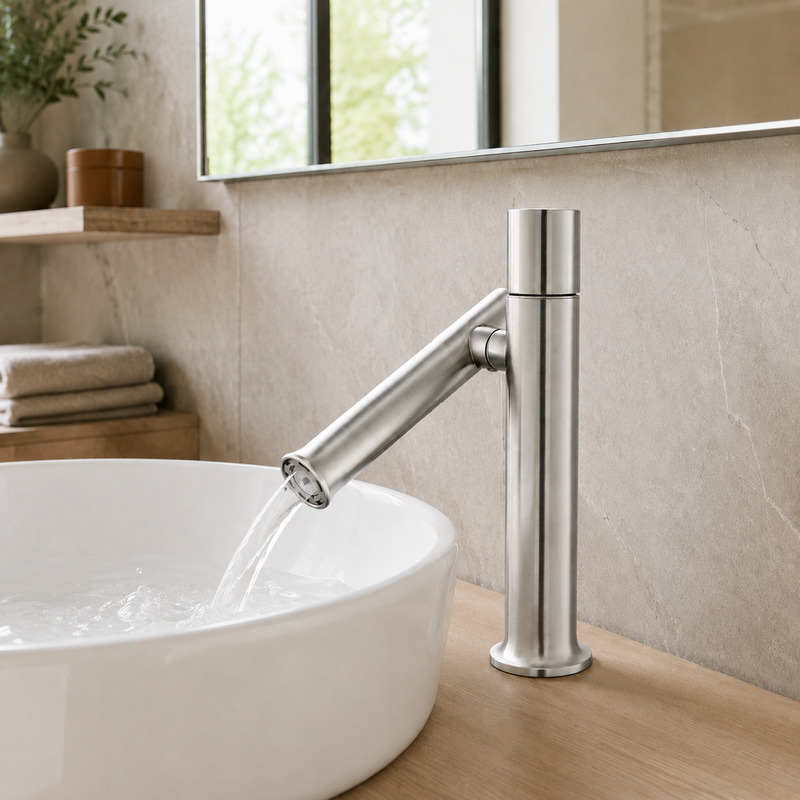 Single Handle Hot and Cold Basin Mixer Faucet, running water
