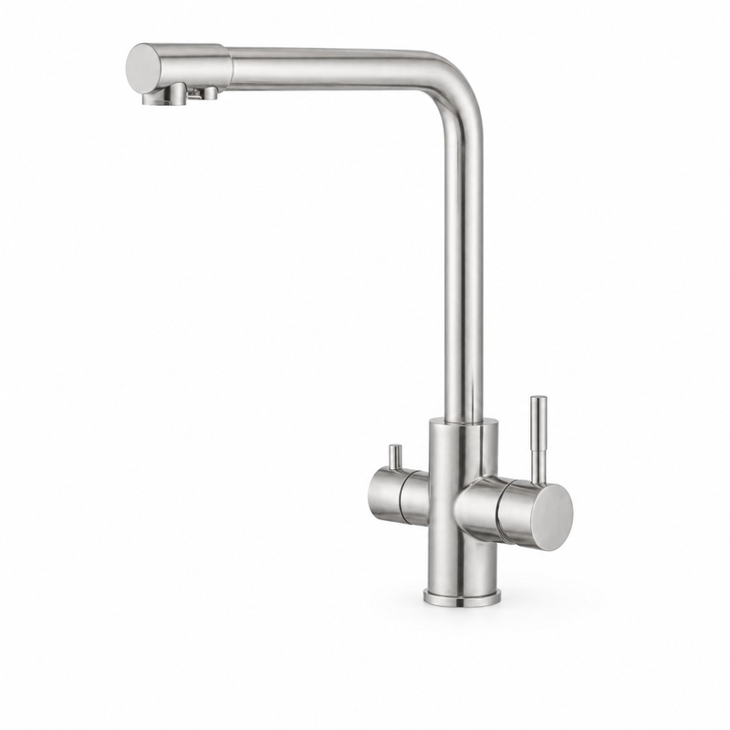 Single Handle Hot and Cold Kitchen Faucet on white background