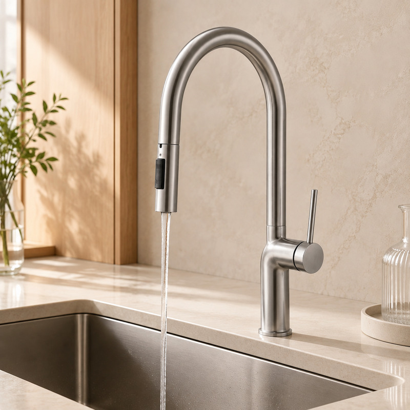 Single Handle Hot and Cold Kitchen Faucet with running water