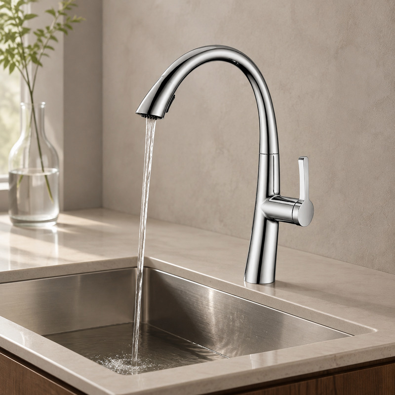 Single Handle Hot and Cold Kitchen Faucet with running water