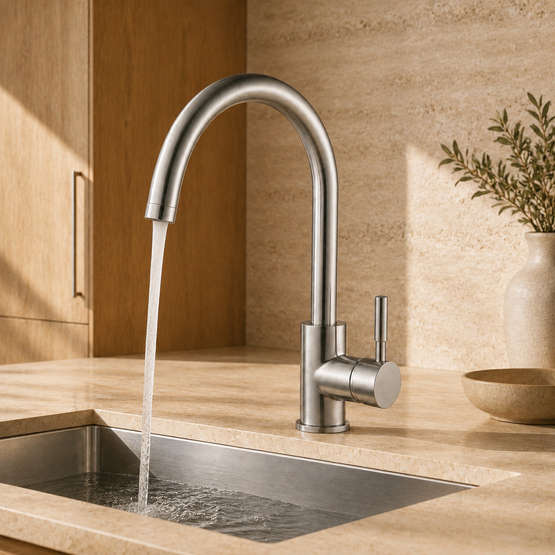 Single Handle Hot and Cold Kitchen Faucet with running water