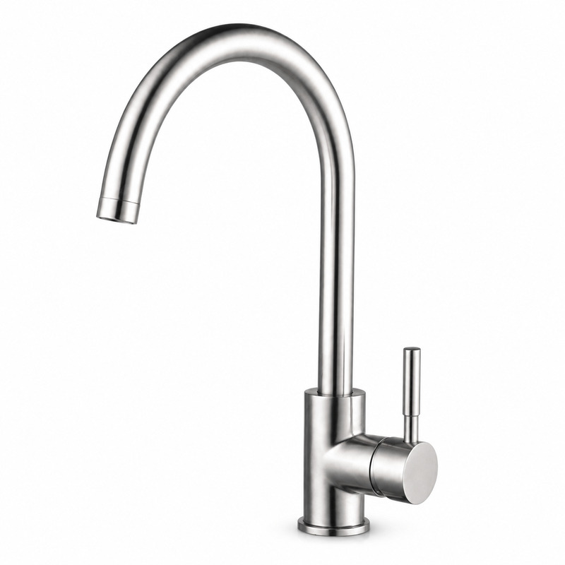 Single Handle Hot and Cold Kitchen Faucet on white background