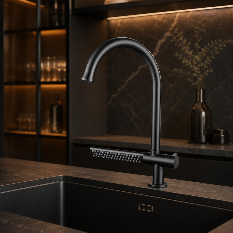 Single Handle Hot and Cold Kitchen Faucet in Gun Grey
