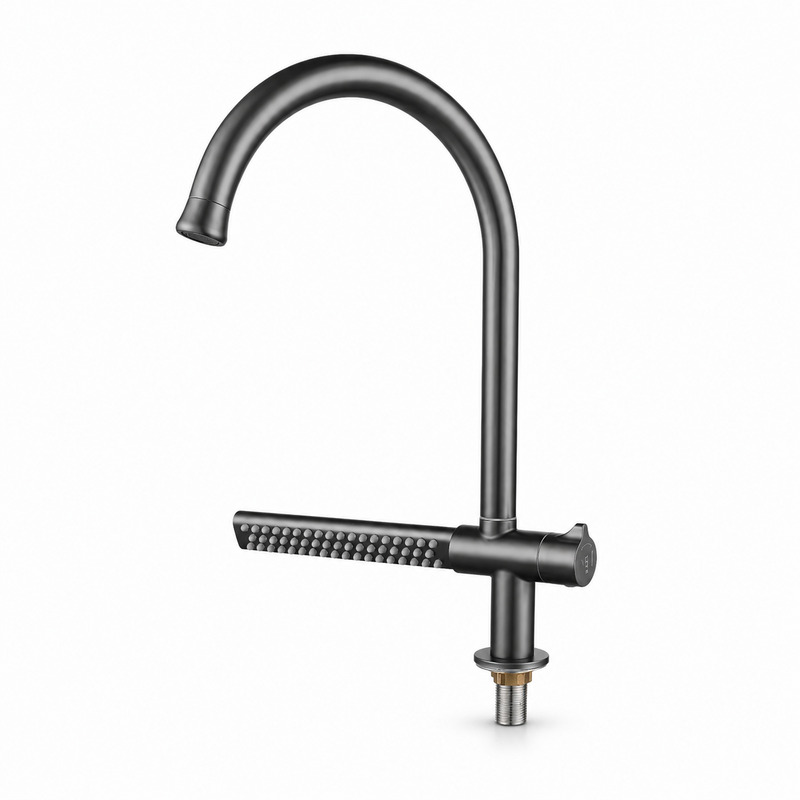 Single Handle Hot and Cold Kitchen Faucet on white background